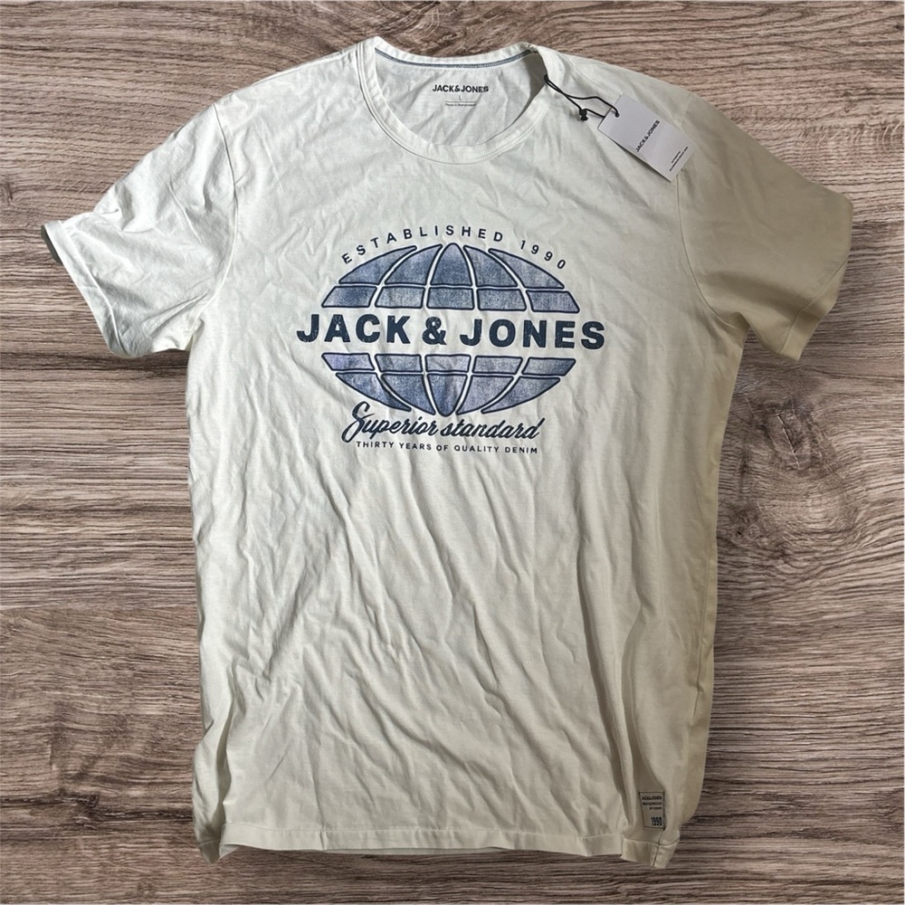 3 for$25 -Jack & Jones Men's Off-White Graphic Tee